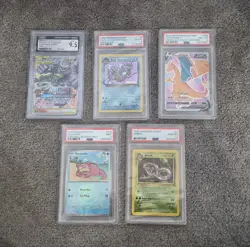 Graded Pokemon Lot of 5 TCG Cards 4 psa slab 1 cgc. char,gyar,gx tag team,arb,sp - Image 1