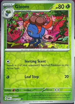 Gloom Reverse Holo - 002/197 - Obsidian Flames Pokemon 2023 - Image 1