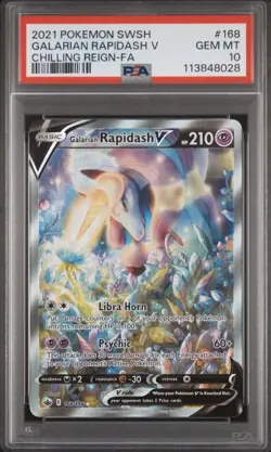 PSA 10 Galarian Rapidash V Alternate Full Art 168/198 Pokemon Chilling Reign - Image 1