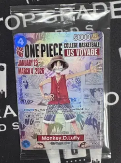 One Piece P-055 Monkey D. Luffy U.S. Voyage College Basketball Promo Card-SEALED - Image 1