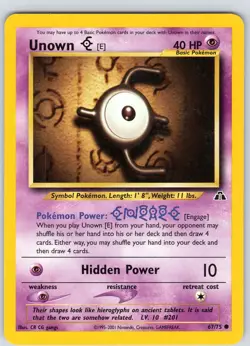 Pokemon TCG Unown [E] Neo Discovery 67/75 Unlimited Common Card WOTC NM - Image 1