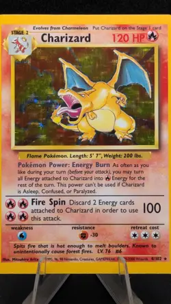1999 Pokemon Base Set Charizard #4 *HOLO* 1 OWNER! See pics. 1 Time Listing!! - Image 4