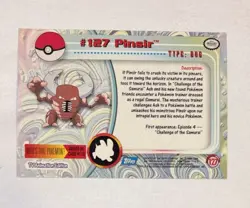 Pokemon Topps Series 3 Blue Logo Non Holo #127 Pinsir - Image 2