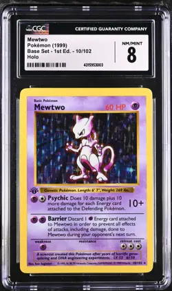 Mewtwo (CGC NM/MINT 8) - Holo - Pokemon Base Set 1st Edition Shadowless - RareCo - Image 1