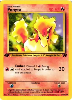 Pokemon TCG Ponyta 64/82 1st Edition Team Rocket Common VLP - Image 1