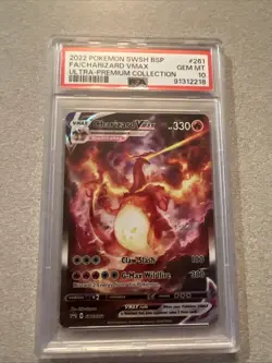2022 Pokemon SWSH261 Charizard VMAX Full Art Rare PSA 10 - Image 1