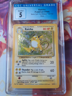 Pokemon Raichu 14/102 Base Set Holo Rare 1999 Unlimited WOTC CGC 5 Excellent - Image 1