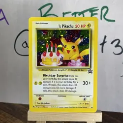 2000 WOTC POKEMON MAIL GIVEAWAY BIRTHDAY PIKACHU #24 BLACK STAR PROMO HOLO - Image 1