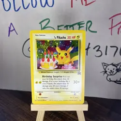 2000 WOTC POKEMON MAIL GIVEAWAY BIRTHDAY PIKACHU #24 BLACK STAR PROMO HOLO - Image 2