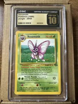 Pokemon TCG 1999 Venomoth Jungle 29/64 CGC PRISTINE 10 Non-Holo WOTC - Image 1