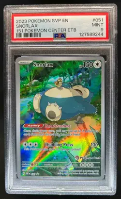 2023 Pokemon Black Star Promos SVP EN Snorlax Pokemon Center Stamp #051 PSA 9 - Image 1