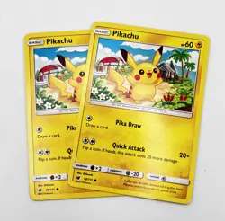 Pikachu 30/111 Pokemon Card 2017 Crimson Invasion LP x2 2x - Image 1