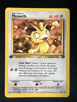 Pokemon Team Rocket 1st Edition Common Dark Meowth #62 NM - Image 1