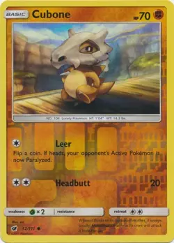 Pokemon REVERSE HOLO CUBONE Crimson Invasion 52/111 NM/Mint PACK FRESH - Image 1