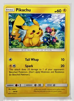 Pikachu 29/30 Pokemon Card 2017 Lycanroc & Alolan Raichu Trainer Kit LP - Image 1