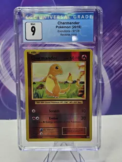 Pokemon Charmander Reverse Holo 9/108 CGC 9 Mint Blue Label 2016 Evolutions - Image 1
