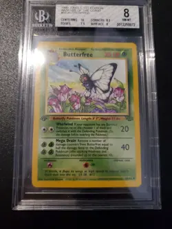Pokemon - 1st Edition "d" Butterfree errorBGS 8 Jungle 1999 33/64 Misprint - Image 1