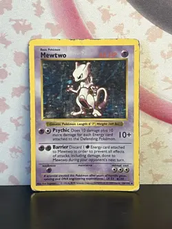 Pokemon TCG Mewtwo 010/102 Base Set (Shadowless) Holo Vintage WOTC 1999 HP - Image 1