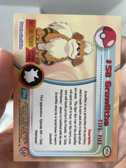 Growlithe #58 Topps 1999 Pokemon TV Animation Series 1 Blue Label - NM - Image 3