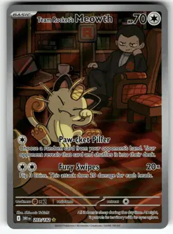 Team Rocket's Meowth - 203/182 SV10: Destined Rivals NM Pokemon Card TCG - Image 1