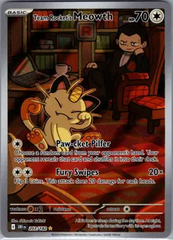 Team Rocket's Meowth - 203/182 SV10: Destined Rivals - Pokemon Card - NM - Image 1