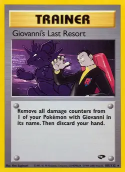 Giovanni's Last Resort - 105/132 - Pokemon Gym Challenge Unlimited Rare Card NM - Image 1