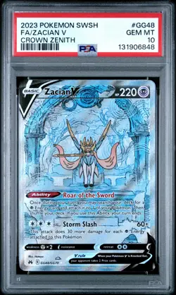 2023 POKEMON SWORD & SHIELD CROWN ZENITH #GG48 FULL ART/ZACIAN V PSA 10 - Image 1