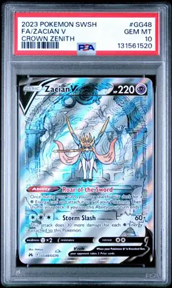 2023 POKEMON SWORD & SHIELD CROWN ZENITH #GG48 FULL ART/ZACIAN V PSA 10 - Image 1
