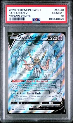 2023 POKEMON SWORD & SHIELD CROWN ZENITH #GG48 FULL ART/ZACIAN V PSA 10 - Image 1