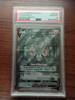 2023 POKEMON SWORD & SHIELD CROWN ZENITH #GG48 FULL ART/ZACIAN V PSA 10 - Image 1