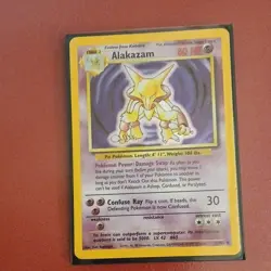 Pokemon Alakazam 001/102 Base Set Holo Rare 80HP English TCG Card - Image 1