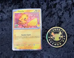 Pikachu 051 /162 Stamped 2026 Pokemon Day 30th Anniversary Promo TCG W/Coin - Image 1