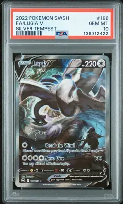 2022 POKEMON SWORD & SHIELD SILVER TEMPEST #186 FULL ART/LUGIA V PSA 10 - Image 1