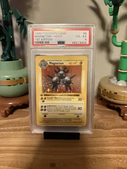 1999 POKEMON BASE SET 1ST EDITION #9 MAGNETON Shadowless HOLO PSA 5 - Image 1