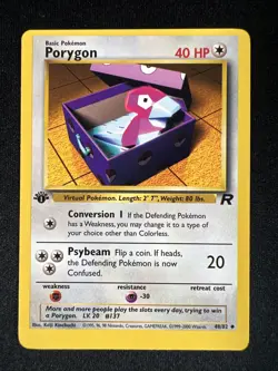 Pokemon Team Rocket 1st Edition Uncommon Dark Porygon #48 NM Off Center! - Image 1