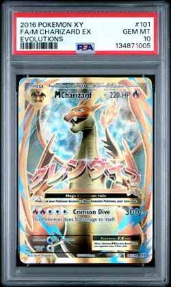 2016 POKEMON XY EVOLUTIONS #101 FULL ART/M CHARIZARD EX PSA 10 - Image 1