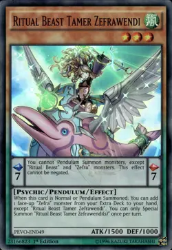 Ritual Beast Tamer Zefrawendi - Super Rare 1st Edition PEVO-EN049 - NM - YuGiOh - Image 1
