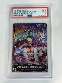 One Piece Donquixote Doflamingo Leader OP04-019 English Alt Art PSA 9 Kingdoms - Image 1