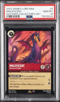 2022 DISNEY LORCANA D23 EXPO PROMO #5 MALEFICENT - MONSTROUS DRAGON PSA 10 - Image 1