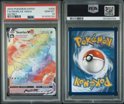 Pokemon TCG Snorlax VMAX Secret Rare Card Sword & Shield Base Set 206/202 PSA 10 - Image 1