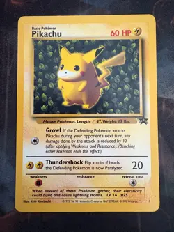 Pokemon Pikachu Black Star Promo Card #1 Ivy Pikachu MP Vintage Pokemon (WEAR) - Image 1