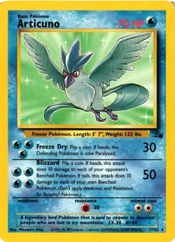 Pokemon TCG Articuno 17/62 Rare Fossil Unlimited LP - Image 1