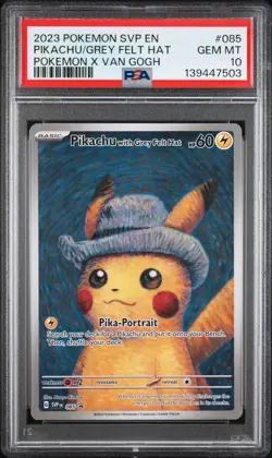 2023 POKEMON SVP EN-SV BLACK STAR PROMO #085 PIKACHU WITH GREY FELT HAT PSA 10 - Image 1