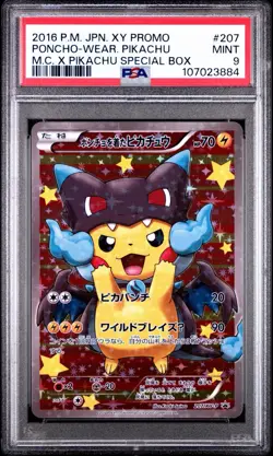 🔥 Pokemon Poncho-Wearing Pikachu Mega Charizard X JPN Promo 207/XY-P PSA 9 🔥 - Image 1