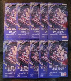 LOT of (10) OP-14 Sleeved Booster Packs Of One Piece TCG The Azure Sea's Seven - Image 1