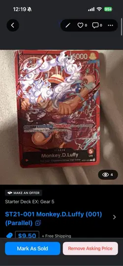Monkey.D.Luffy (001) (Parallel) ST21-001 Starter Deck Ex: Gear 5 Foil - Image 1