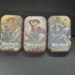 New & Sealed! One Piece Tin Pack Art Set Vol 2 - Set of 3 | TS-02 OP-13 | Bandai - Image 1