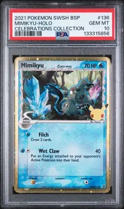 Mimikyu SWSH136 Promo Card Holo Pokemon TCG Celebrations PSA 10 GEM MT - 5856 - Image 1