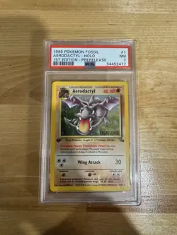 Aerodactyl 1st Edition Holofoil Promo Card 01/62 Prerelease PSA 7 NM Pokemon TCG - Image 1