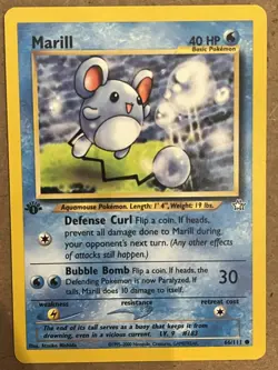 Pokemon Marill 66/111 1st Edition Neo Genesis Common Vintage WOTC Card LP+ - Image 1